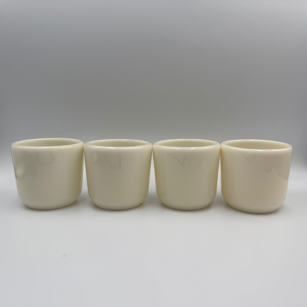 Vintage Corning Milk Glass Custard Cups Ramekins Glasses Set 4 White Made in USA